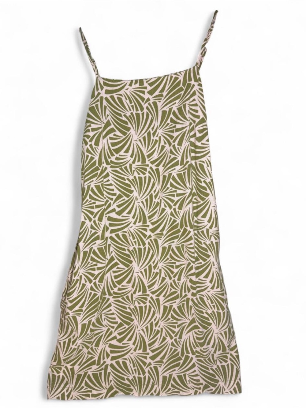 Green and Cream Patterned Slip Dress